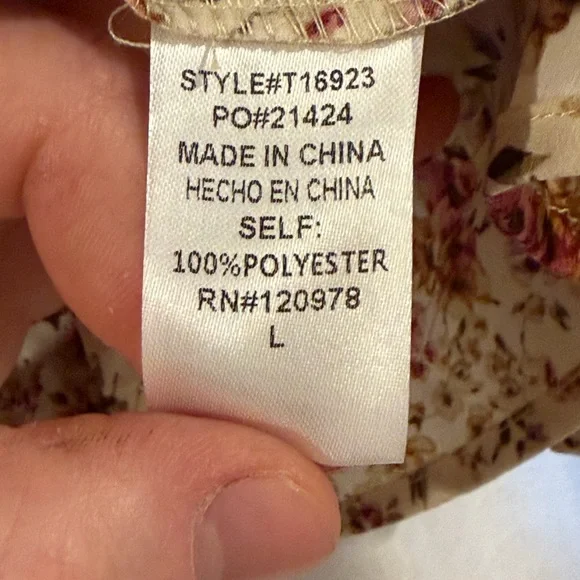 Floral Blouse - Cream with Pink Rose Print - Picture 4 of 4